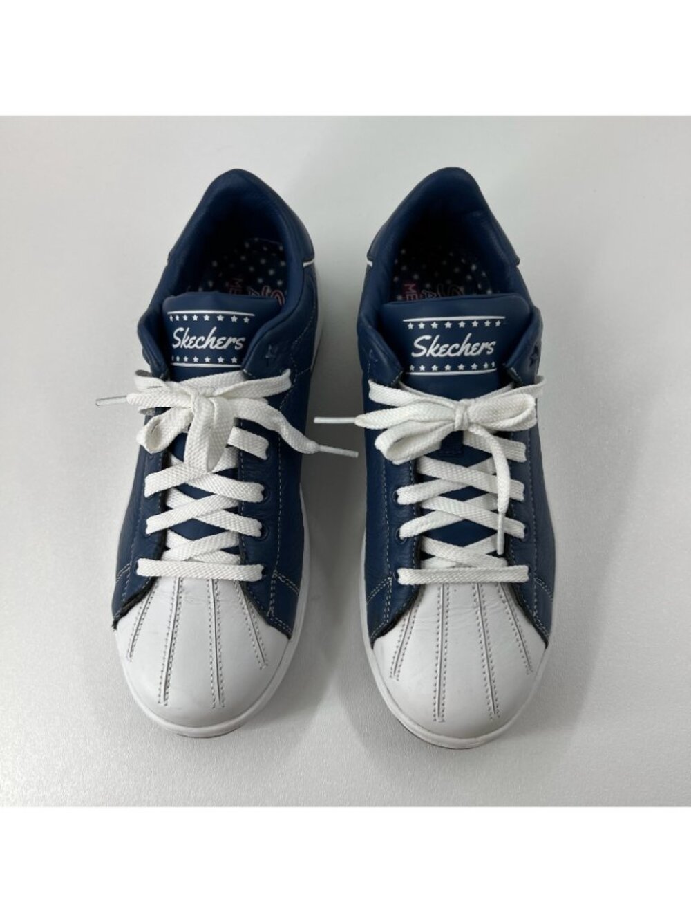 Skechers Alpha Lite Fair Share Retro Sneakers Womens 9.5 Shell Toe Leather Navy - Picture 8 of 11